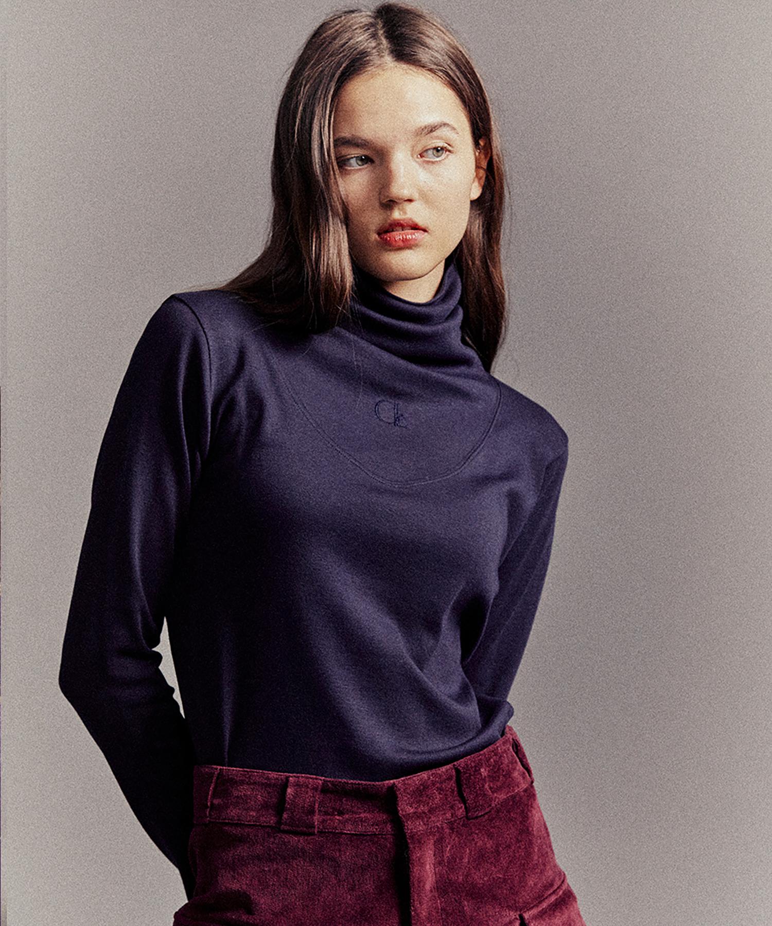 Cocancle Loose Turtleneck Top/Navy