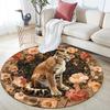 Runder Teppich mit Leoparden- und Löwenmuster, Teppich für Wohnzimmer, Schlafzimmer, Sofa, Spielzimmer Dekoration, Rutschfeste Bodenmatte, Feiertagsgeschenke und Geburtstagsgeschenke.