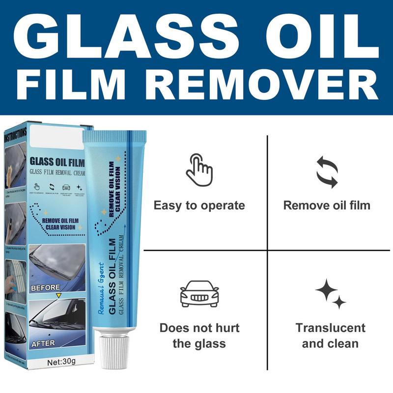 Car Glass Oil Film Removing Paste Glass Cleaner Polish Agent with Sponge and Cloth Windshield Window Cleaner Glass Film Coating