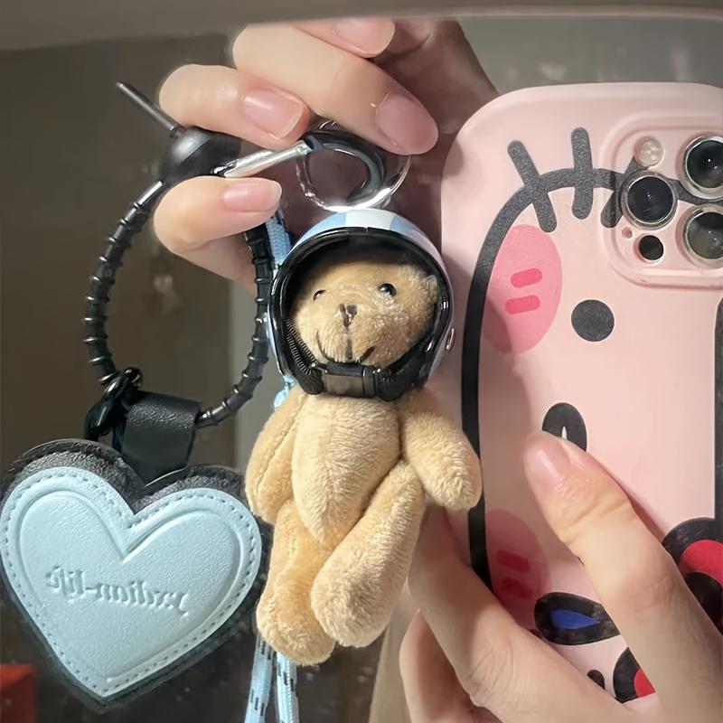 Ręcznie robiony mini breloczek z misiem, modny plastikowy brelok z zawieszką w kształcie skórzanej torebki, modny dodatek do kluczy samochodowych