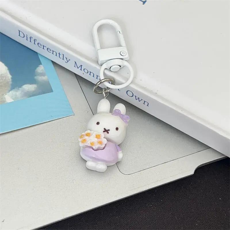 Kawaii Miffy Rabbit Keychain Cute Outfit Miffy Rabbit Keychain Cute Girlish Cartoon Student Bag Best Friend Gift