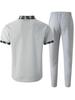 Men's Plaid Color Block Waffle Short Sleeve Cardigan Shirt & Long Pants Casual Set
