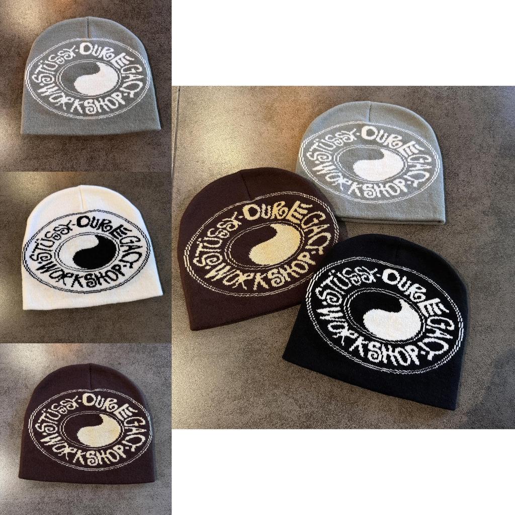 Streetwear Letter Bagua Diagram Knit Hat With Thermal Protection For Daily Use