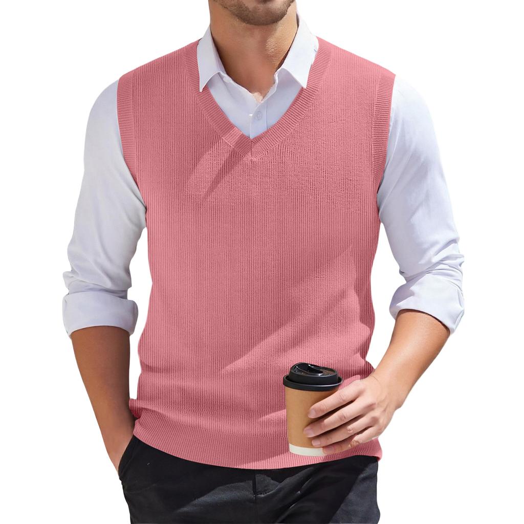 Men's V-neck Vest Sleeveless Knitted Pullover