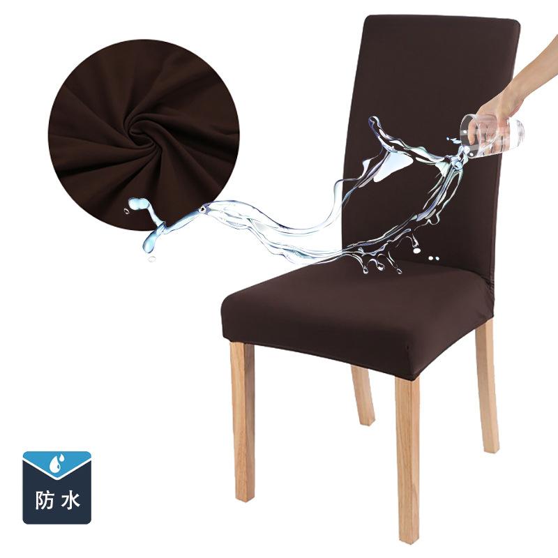 Four Seasons Universal Solid Color Waterproof Chair Cover Milk Silk Middle Back Elastic Dining Chair Cover Hotel Wedding Backrest Chair Cover