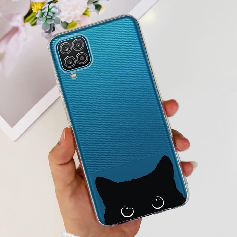 For Samsung Galaxy A12 Case Transparent Cover Fashion Flower Slim Soft TPU Phone Case For Samsung A12 SM-A125F M12 F12 A 12 Capa