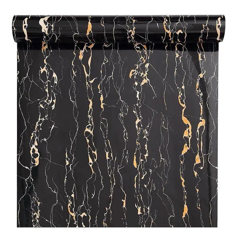 Gray Marble Self-Adhesive Wallpaper Waterproof Vinyl Peel and Stick Wallpapers for Old Furniture Kitchen Countertop Granite Film