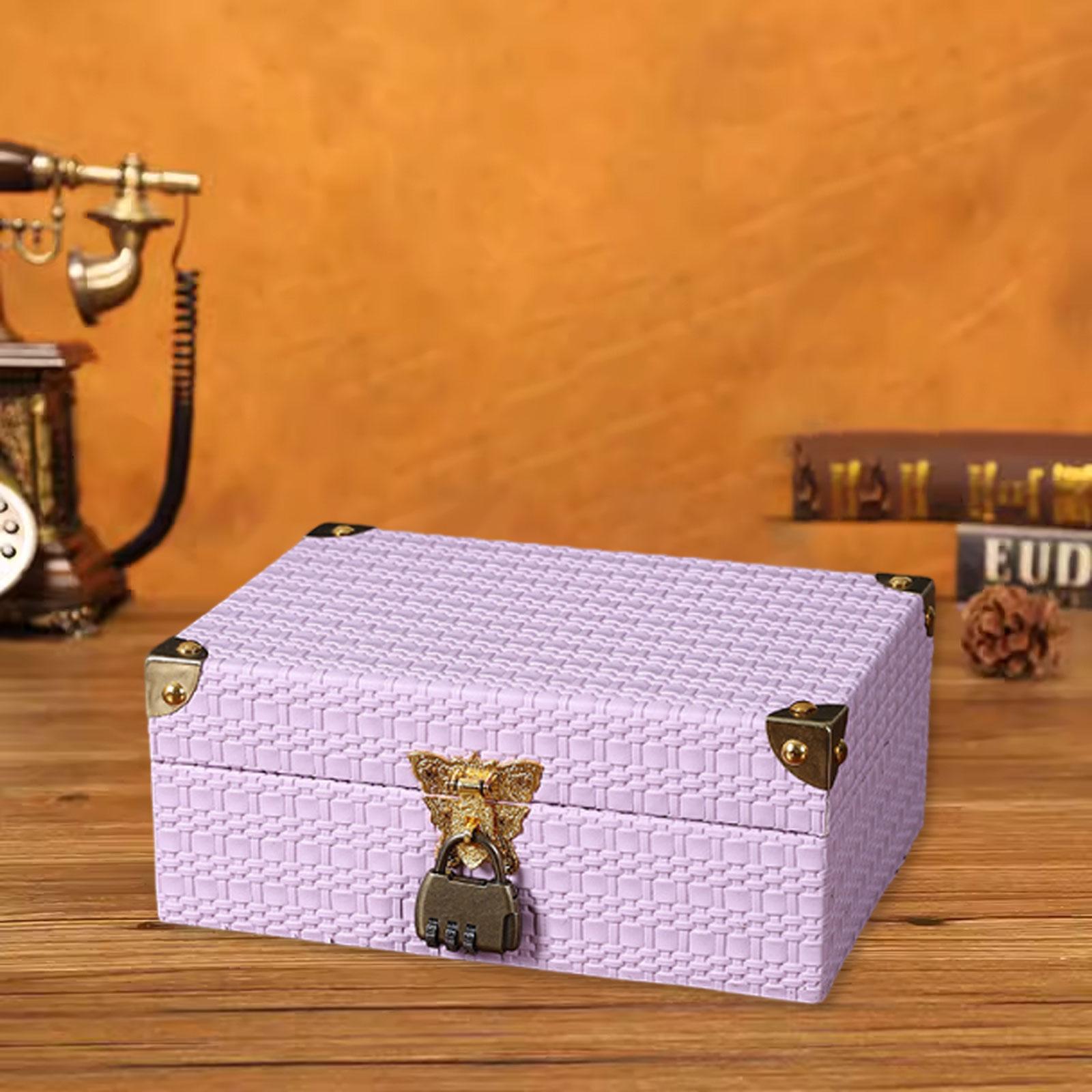 

Multifunctional Wooden Storage Box with Combination Lock Elegant Organizer Holder for Living Room Study