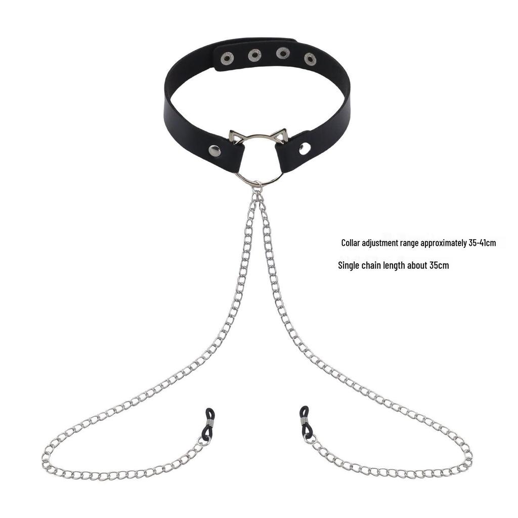 Elegant Choker with Nipple Clamps: Adult Training & Flirting Toy for Couples