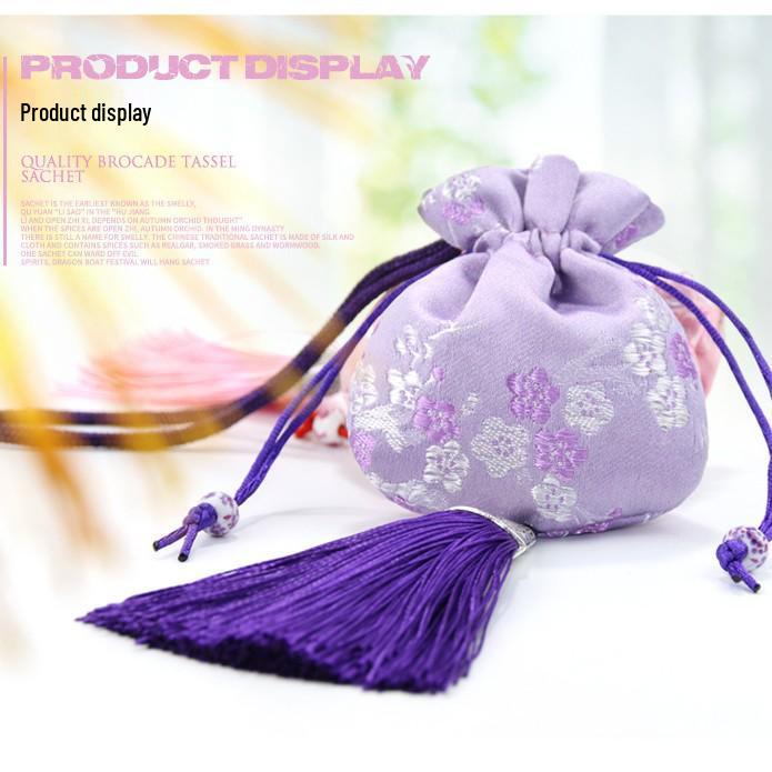 Plum Blossom Embroidered Hanfu Sachet Bag - Dragon Boat Festival Portable Sachet with Hanging Rope