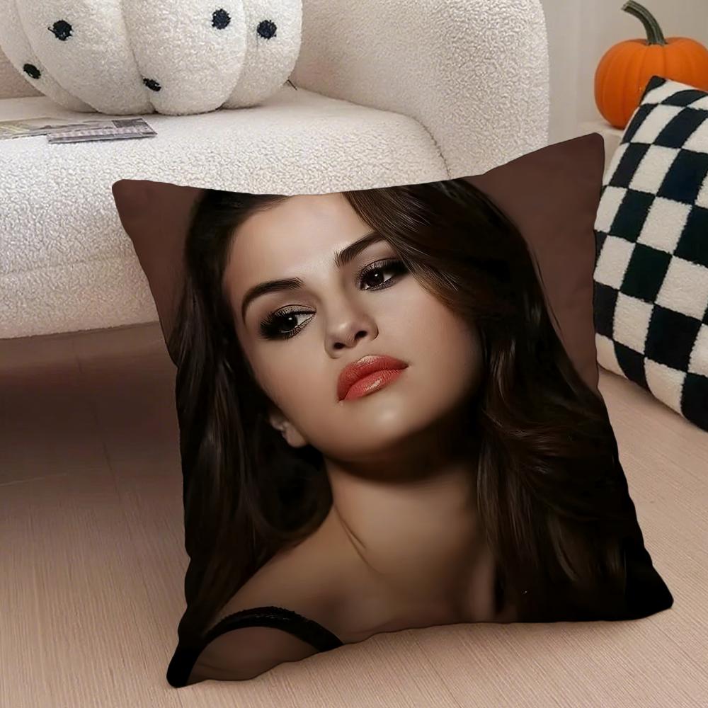S-Selena Gomez Kissenbezug Leinen Kissenhülle Weich Atmungsaktiv Schutz Couch Zimmer Dekoration