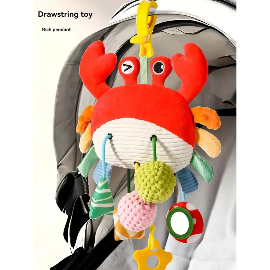 Baby Car Seat Stroller Plush Hanging Rattle Toys Newborn Crib Bed Around Toy Crab Animal with Teether Rattle Sound Mirror Clip