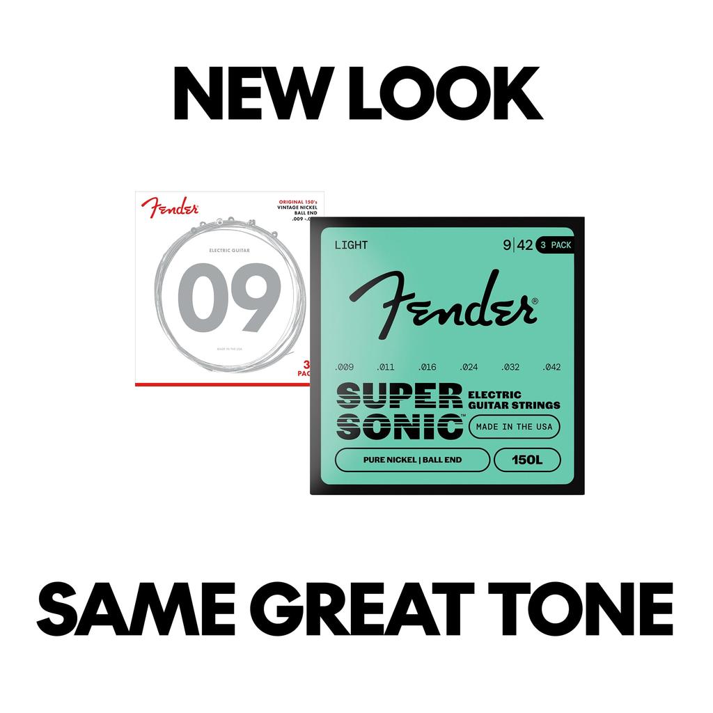 Fender SuperSonic 250L Electric Guitar Strings, Nickel-Plated Steel .009-.042, 3-Pack