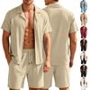 Seturi de Plajă pentru Bărbați de Var Set Casual de Stradă Set Două Piese pentru Sport în Aer Liber Cămașă cu Nasturi Uni Pantaloni Scurți cu Șnur Îmbrăcăminte Sport