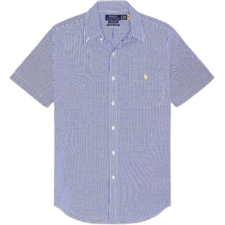 Polo Ralph Lauren Embroidered Logo Single-Breasted Short Sleeve Shirt Men Shirts Blue 710833828-001