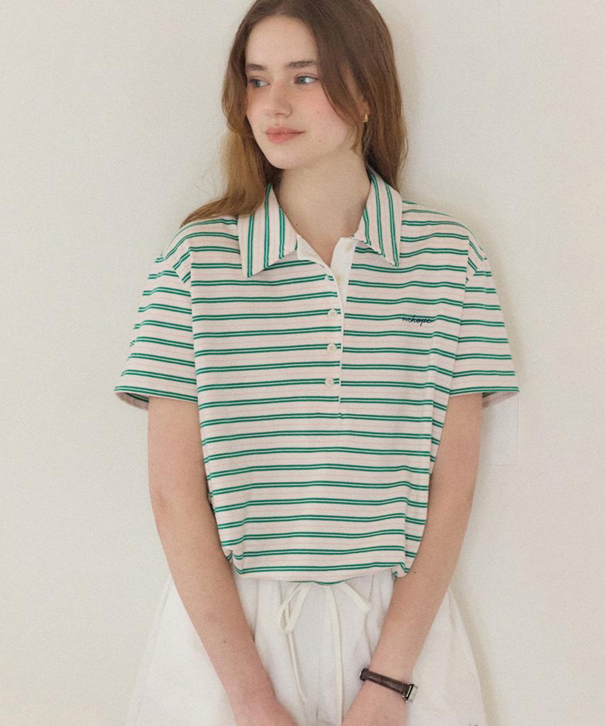 OURHOPE Sorbet Stripe Pique T-Shirt - White