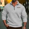 Mens Plus Size Winter Fleece Half-Zip Stand Collar Pullover Solid Color Casual Sweatshirt