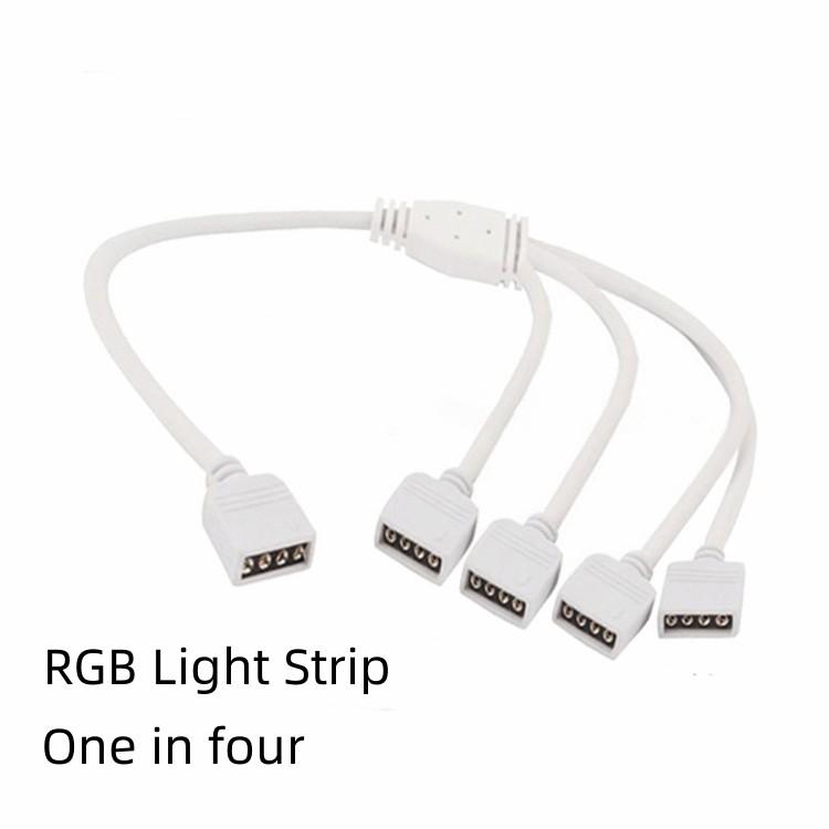 RGB LED Strip Light Link lines Solder-Free Connecting Cable 4pin One Drag Multi-Head Tap Wire Split Two/Three/Four White Cable