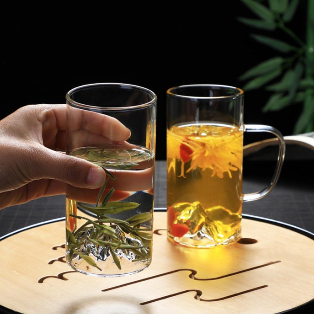 glass water cup, hot and cold green tea cup, high borosilicate heat-resistant glass, straight tube Guanshan cup