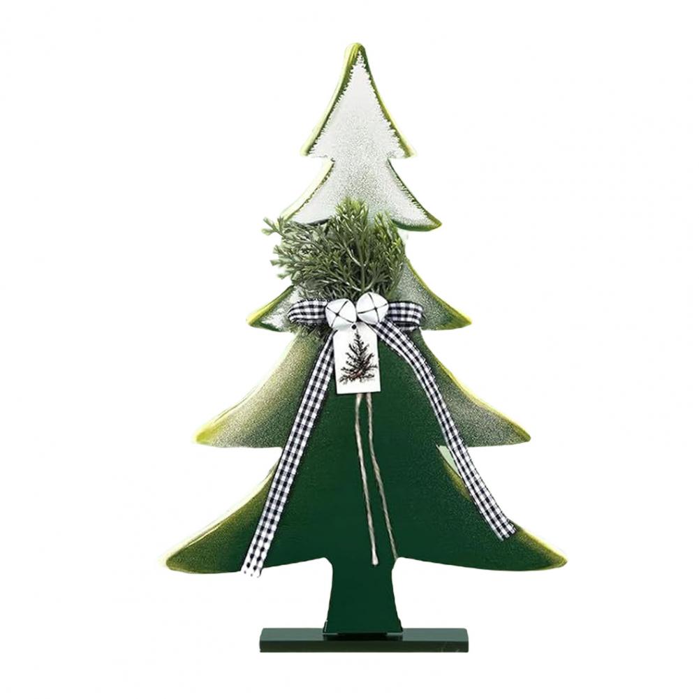 Christmas Table Decorations Christmas Tree Ornament Rustic Wooden Christmas Tree Decor with Bell Ornaments for Farmhouse Table