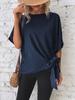 Summer Women's Solid Color Batwing Sleeve Knot Hem Loose T-shirt