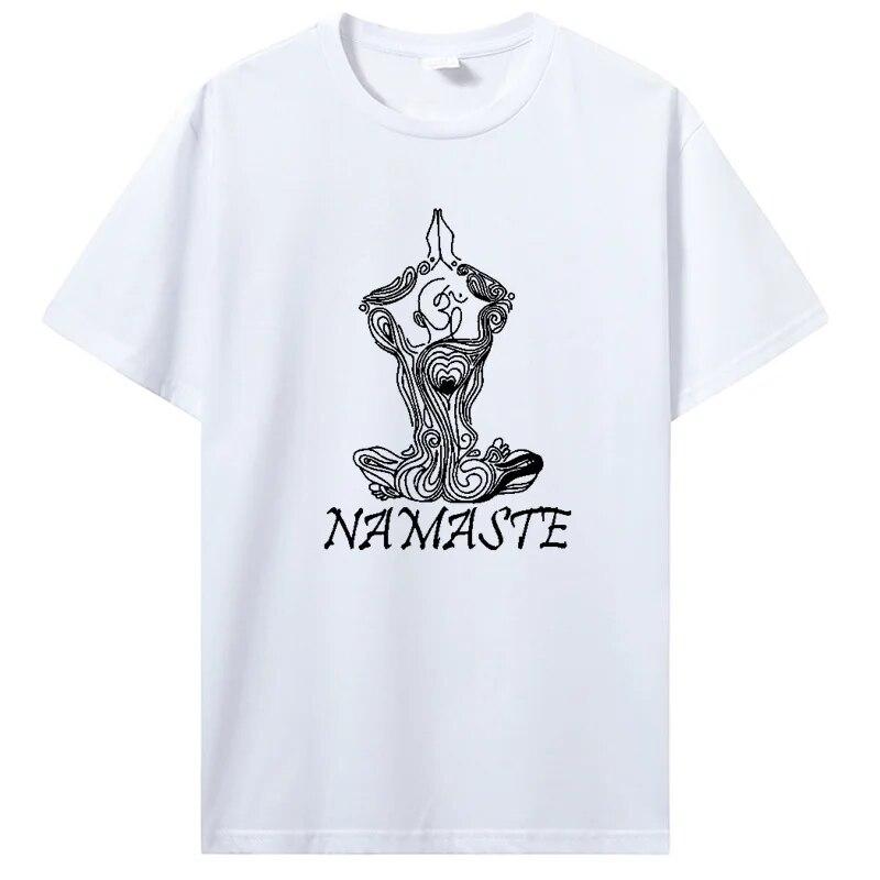 NAMASTE Yoga Frauen Print T Shirt Unisex Kurzarm Baumwolle lose T-Shirt Sommer T-Shirt Tops Harajuku Streetwear