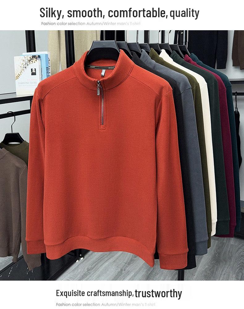 Woodpecker Men's Double-Sided Velvet Half-Zip Warm Base Layer T-Shirt