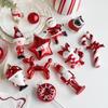 Red & White Cartoon Christmas Tree Ornament Pendant with Adhesive