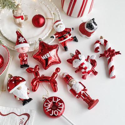 Red & White Cartoon Christmas Tree Ornament Pendant with Adhesive