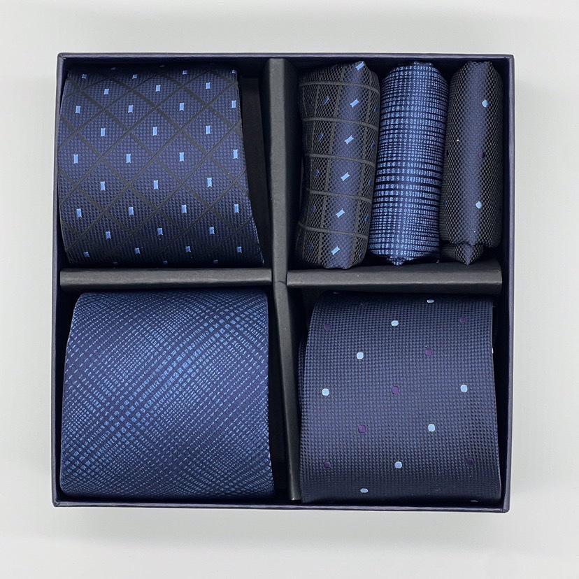New Men'S Gift Box Set Tie Fashion Business Net Color Jacquard Tie Square Towel