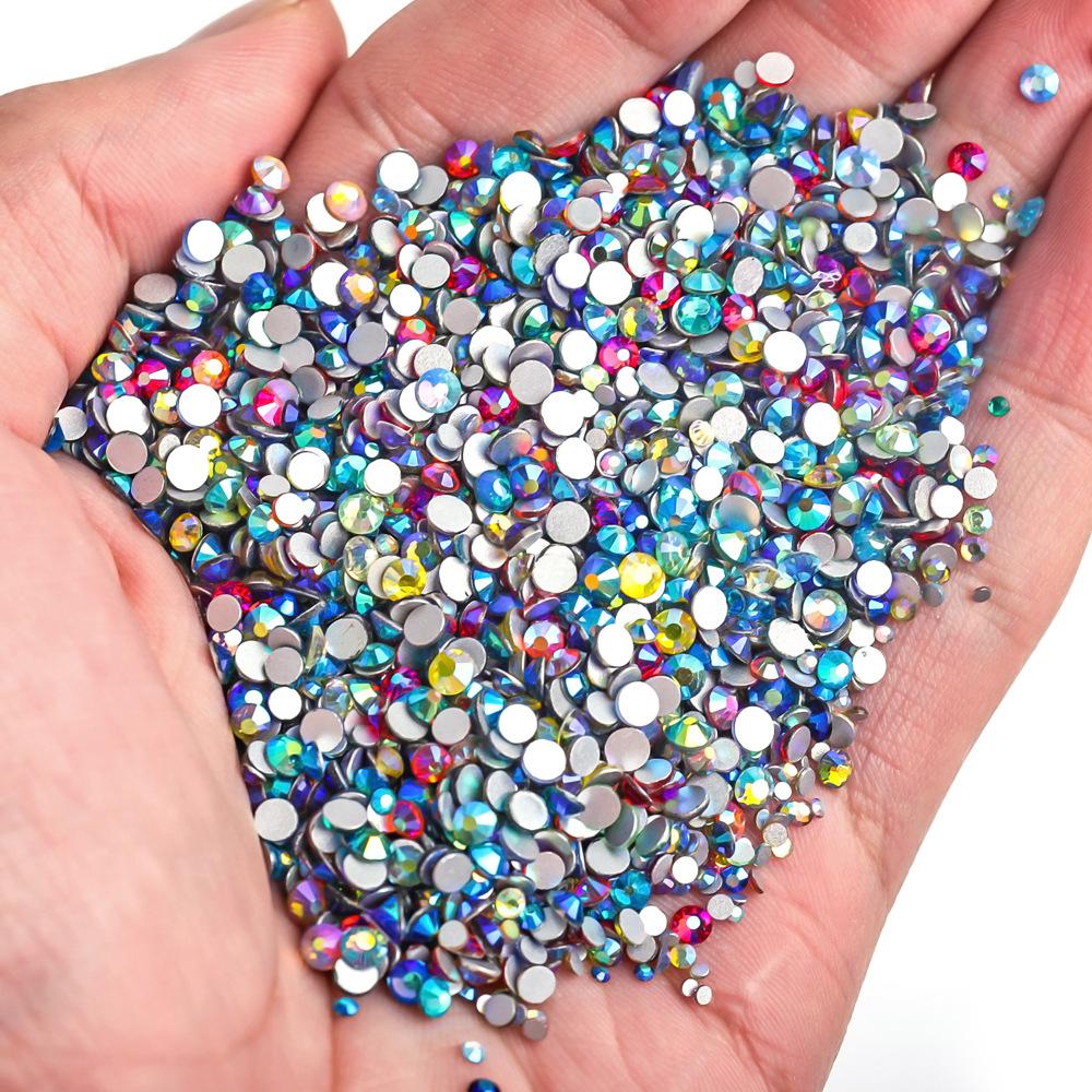 Plattbotten Diamantspik Diamantglas Kristall Rund DIY Klistermärke Diamant Smyckestillbehör