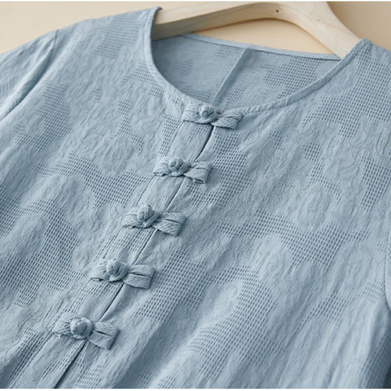 Bavlněné prádlo Vyšívané Šaty s krátkým rukávem Panelové šaty Léto Nové Dámské Vintage Literární Temperament Elegantní volné dlouhé šaty