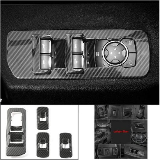 For Ford F150 F-150 2015-2020 Carbon Fiber Window Lift Panel Switch Cover Trim