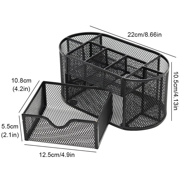 Most Popular in 2024 Desk Organizer 9 Grids Metal Mesh Office Pen Pencil Holder