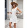 New Women's Pocket Casual Summer Solid Color V-neck Dress