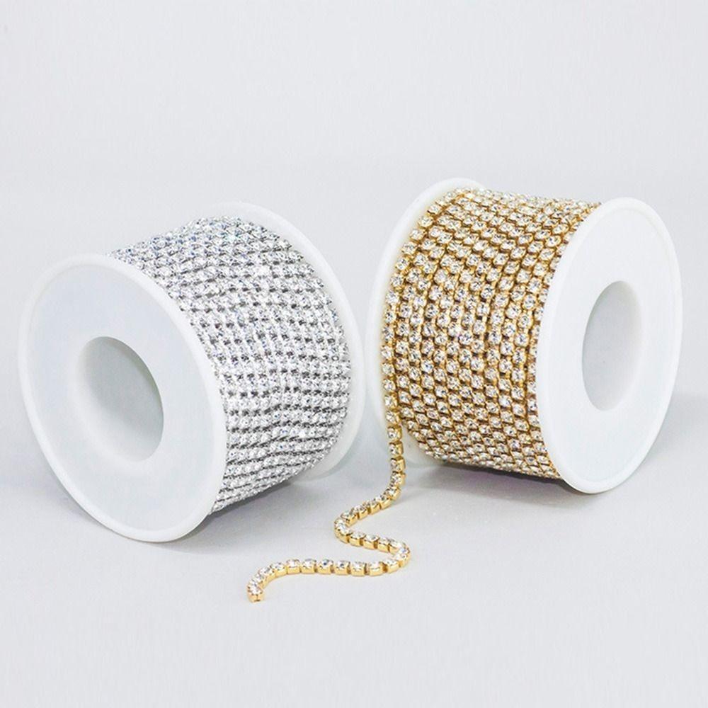 Glitter AB Dense Rhinestone Chain Gold Sliver Tassel Rhinestone Chains  Home Decor