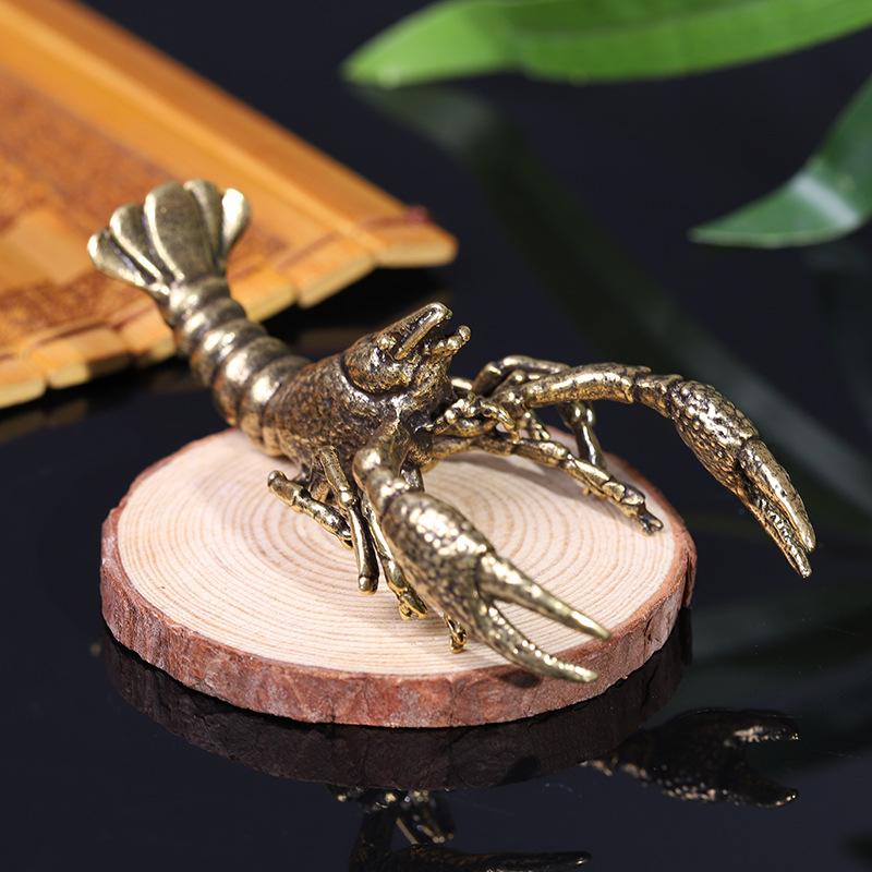 

Pure Copper Lobster Trinkets Solid Cast Tea Pets Antique Collections Miniatures Home Vintage Brass Animal Figurines Crafts A
