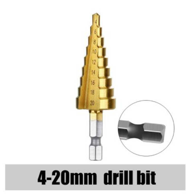 3-12/4-12/4-20mm HSS Titanium Coated Step Drill Bit Drilling Power Tools For Holz Metal High Speed Steel Loch Wood Hole Cutter