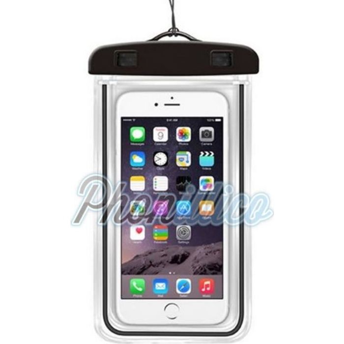 Coque Housse Universelle - Phonillico - Noir - Imperméable - Souple - Compatible iPhone 3 à 7 Plus