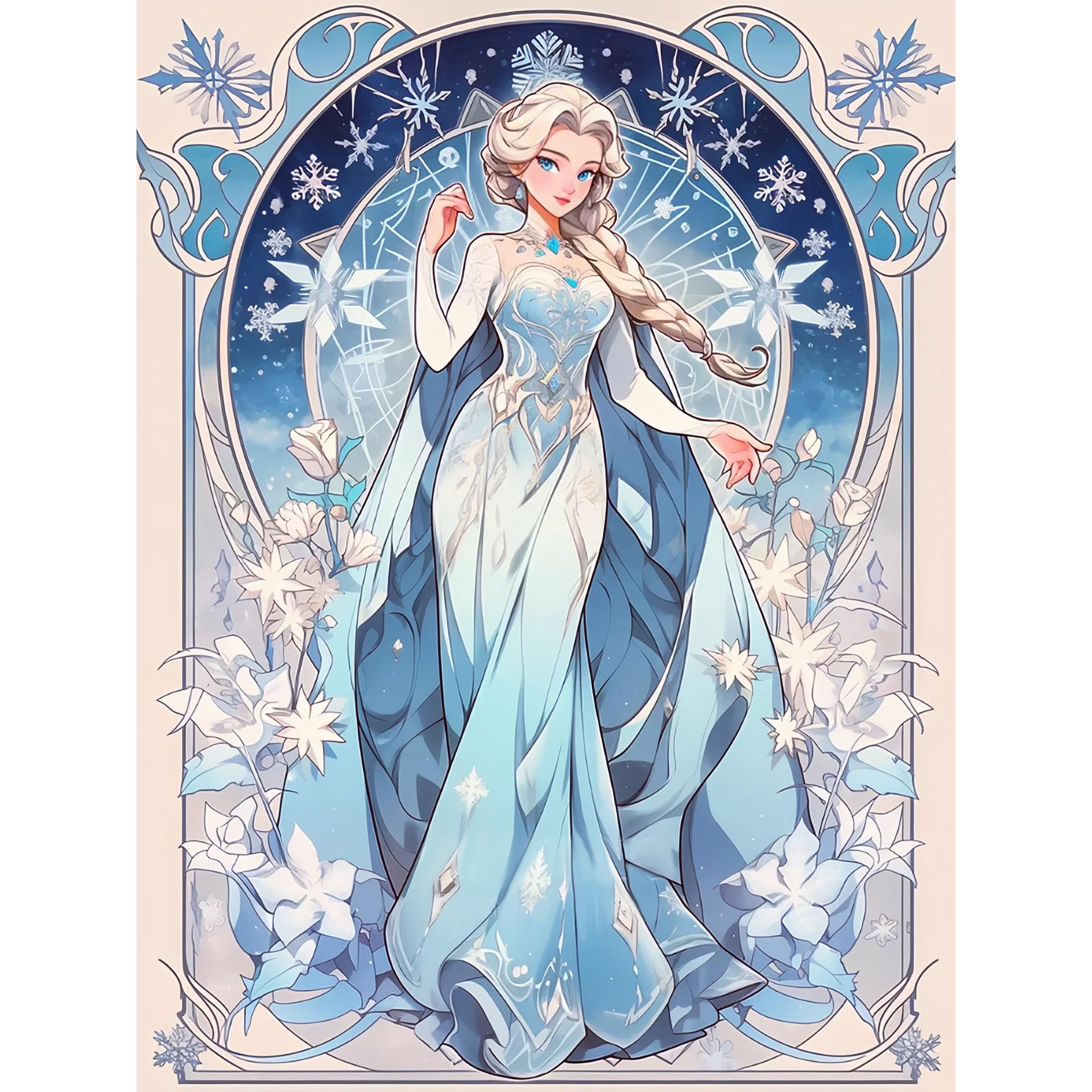 

5D DIY Алмазная живопись Дисней Красивая принцесса Полная круглая вышивка крестом Мультяшное искусство Алмазная вышивка Домашний декор Round 30x40cm