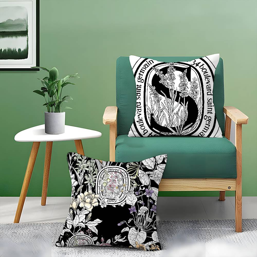 Light Iuxury Natural D-Diptyques Pillow Case Comfort Sofa Bed Silky Elegant Invisible Zipper Decorative Cushion Cover