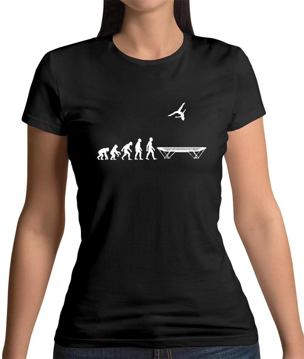 Evolution Of Man Trampolining - Womens T-Shirt - Trampoline Gymnastics Jump S