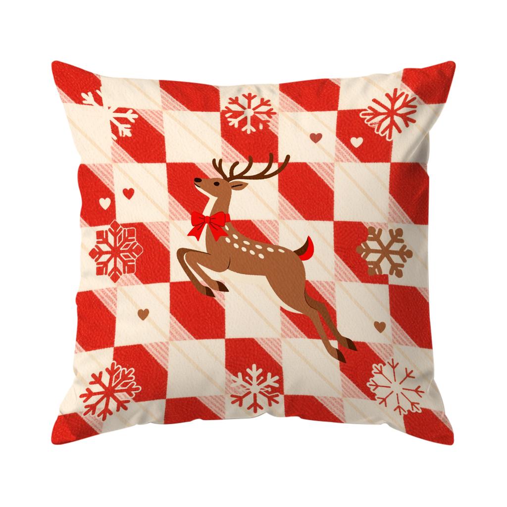 Plaid Christmas Deer Pillowcase Printed Polyester 40/45/50cm Throw Pillowcover Decorative Sofa Cushion Pillowslip Home Decor