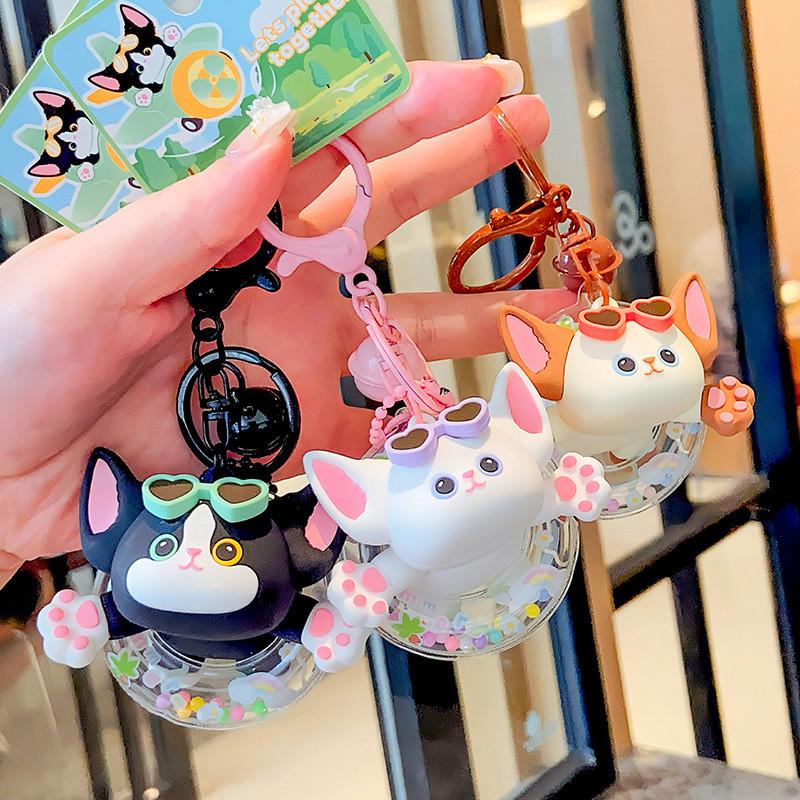 Cartoon Original Delightful Keychain Featuring Swimming Ring Devon Rex Design Cat