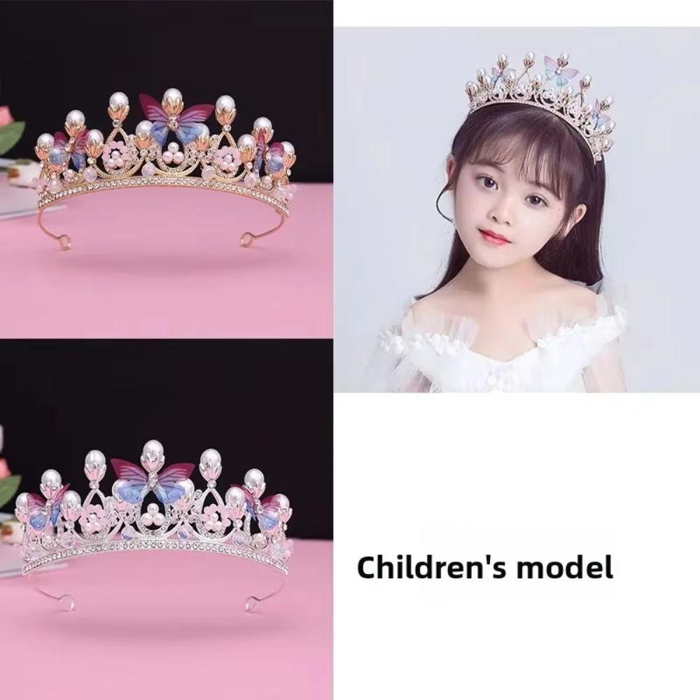 Rhinestone Princess Crown Handmade Wedding Tiara Elegant Design Pearl Headband  Girls Fashion