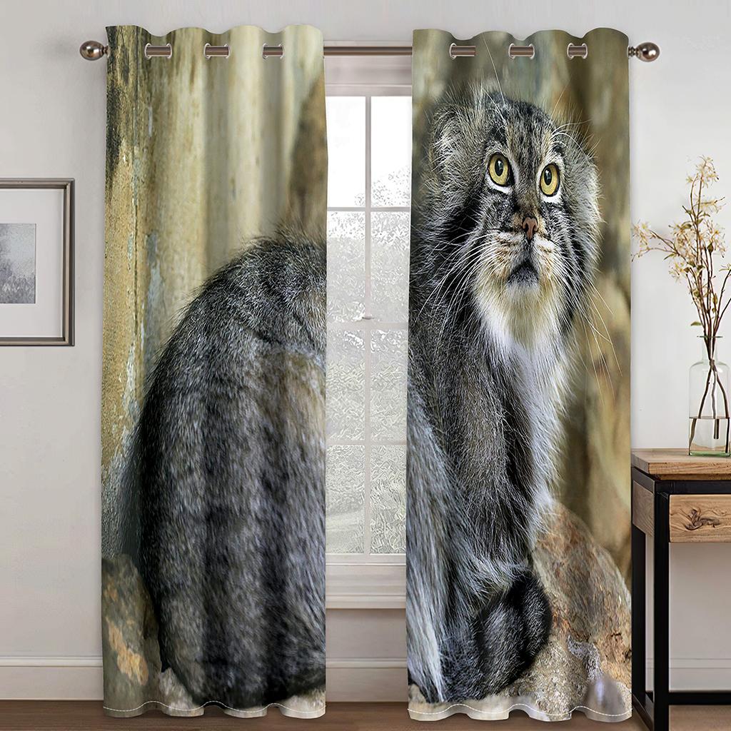 

Шторы с изображением мышей из кошачьей веревки для гостиной и спальни, тонкие полиэстеровые кухонные шторы для окон, вуалевые шторы для украшения дома 100W130H(CM)40x51in&Grommet Top