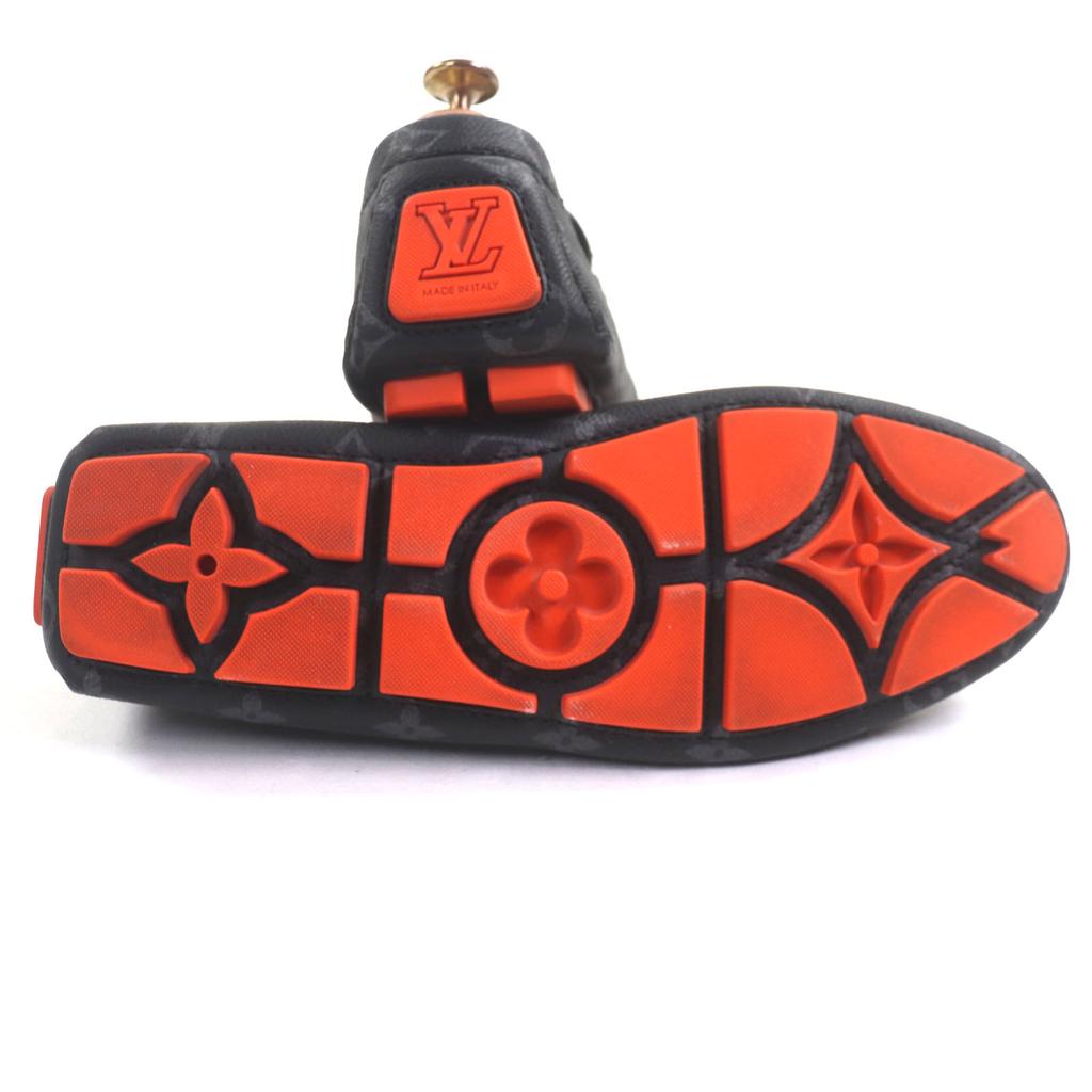 Great LOUIS VUITTON Driving shoes black Monogram Eclipse mens 6 1AAF2W Used