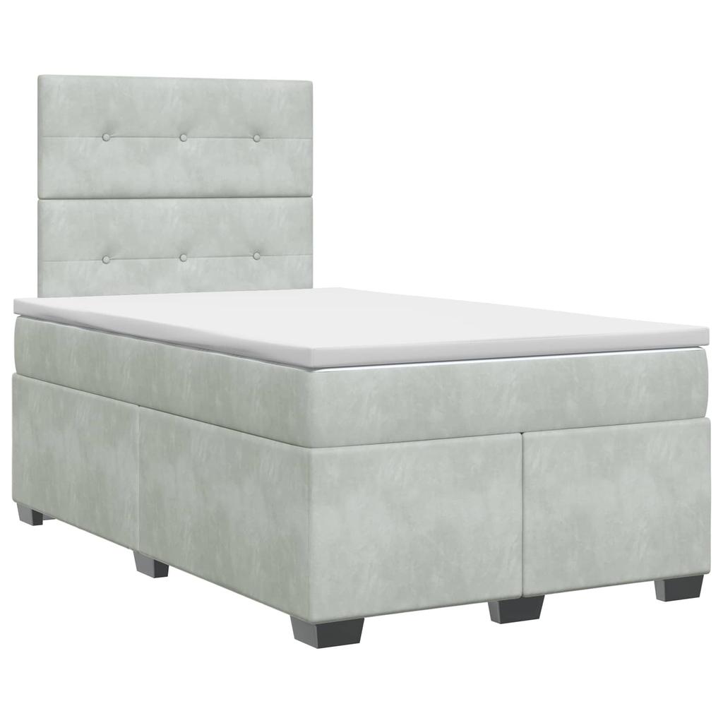 Box Spring Bed with Mattress Light Grey 120 X 200 Cm Velvet