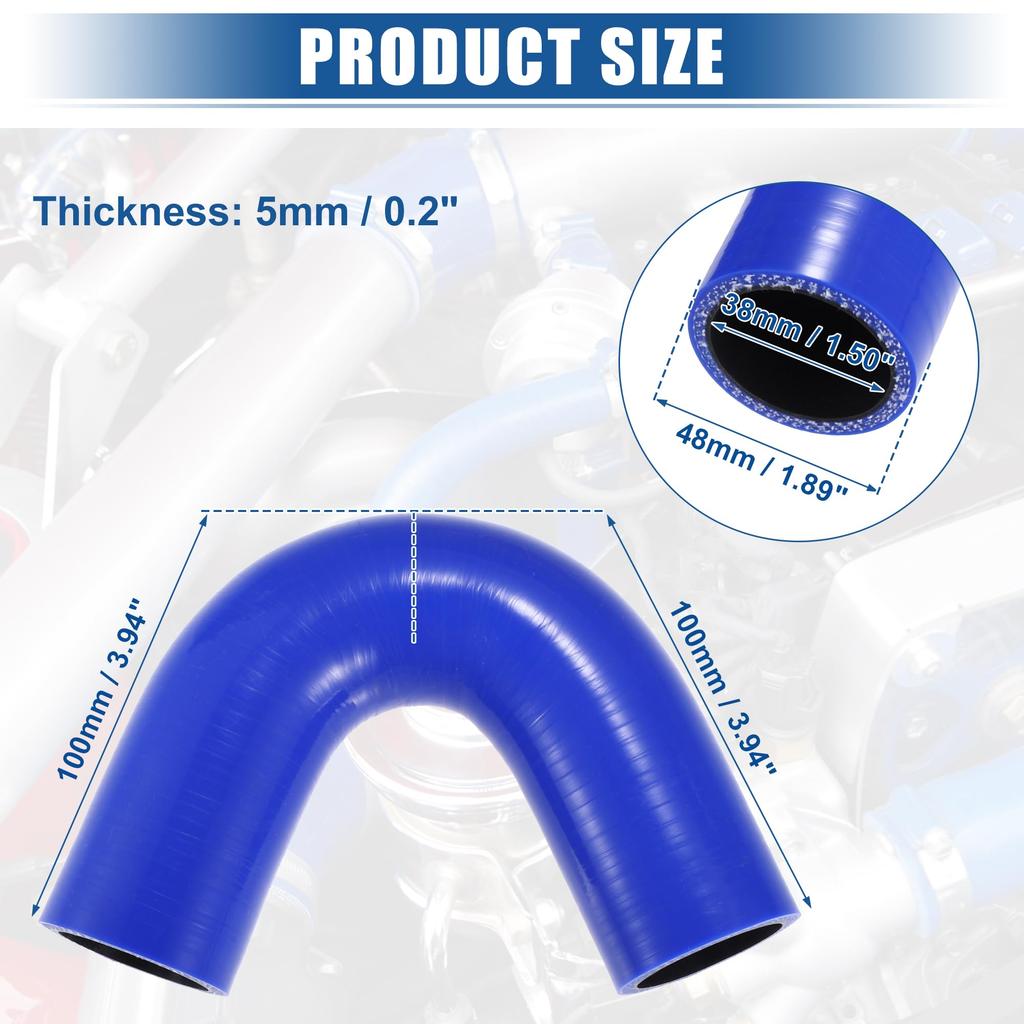 X AUTOHAUX Silicone Reducer Hose Pipe Bend Turbo Intercooler 135 Degree Elbow Inner Diameter 38mm Blue