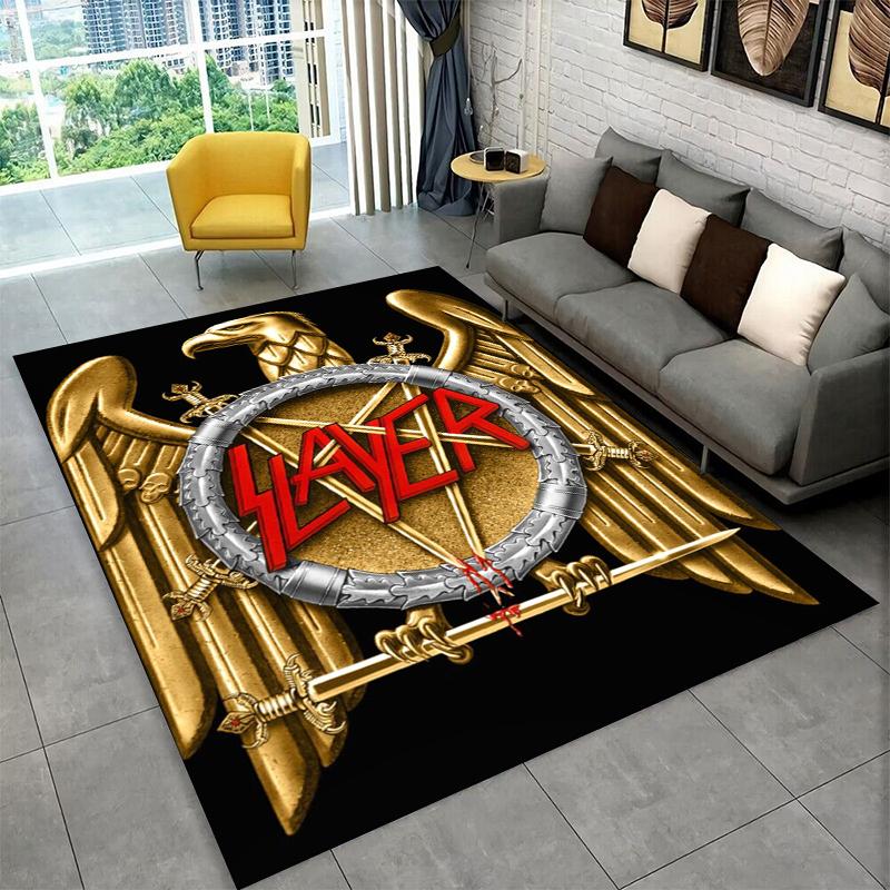 Tappeto Tappetino Retro Slayer Heavy Metal Rcck Band Segno per Camera da Letto Soggiorno Divano Zerbino Decorazioni per la Casa, Tappeto per Area Giochi Bambini Antiscivolo